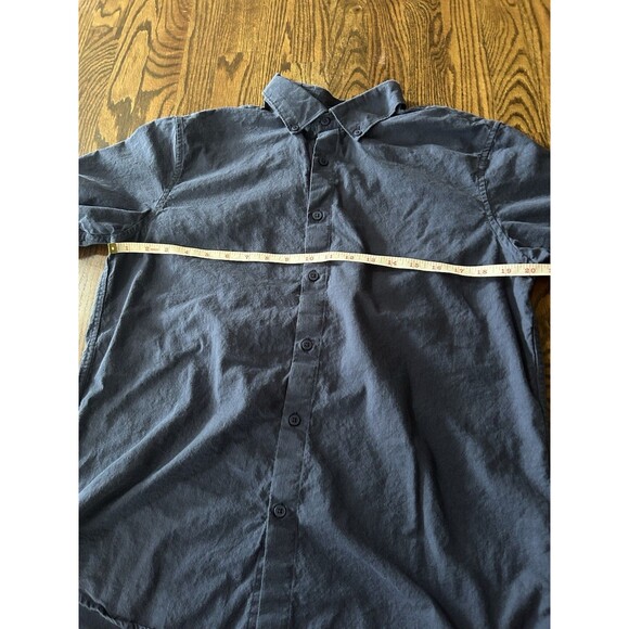 Set of 2 unbranded Men's Size Medium Button Up Linen Shirts Blue Green Casual - Picture 5 of 13